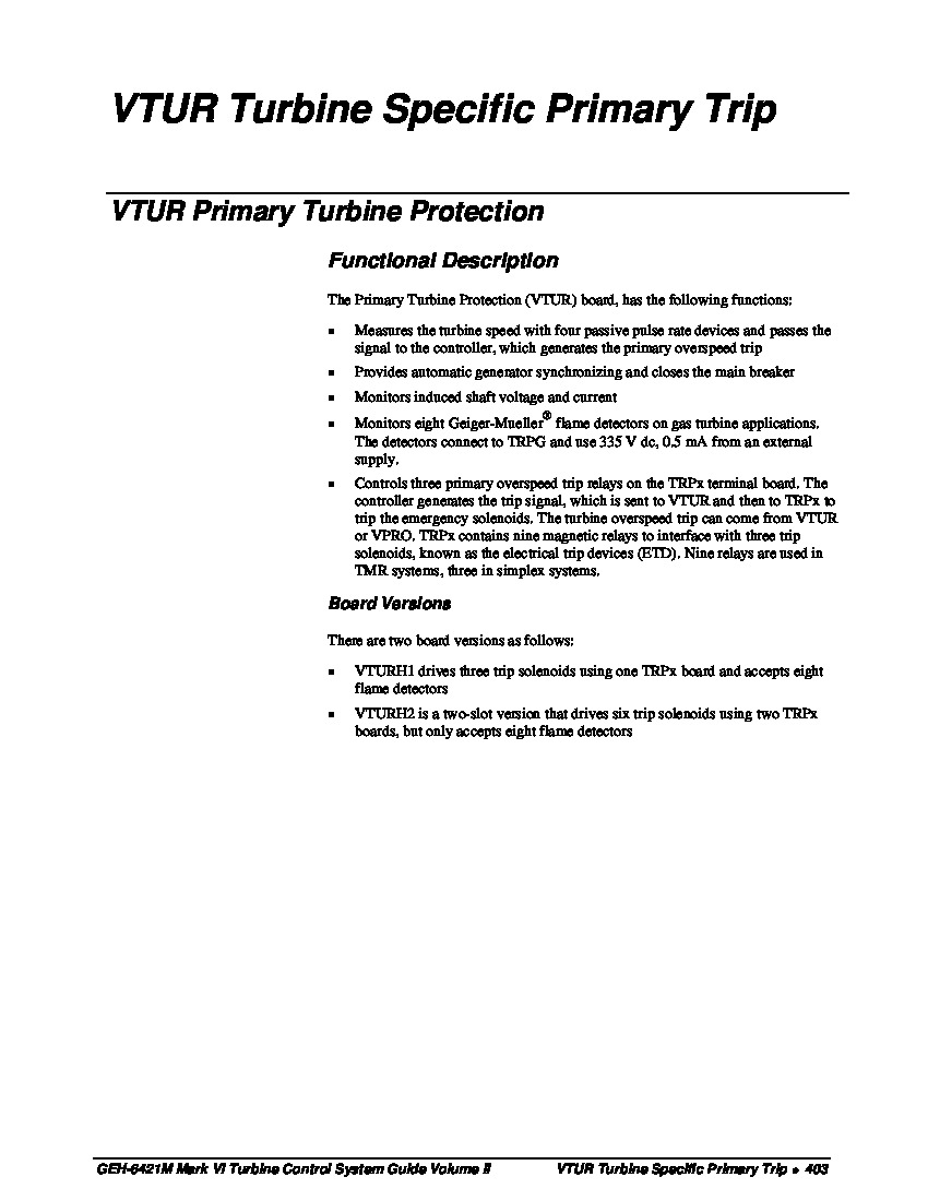 First Page Image of IS200VTURH1BAC GEH-6421M Volume II Mark VI Turbine Control System Guide Data Sheet.pdf